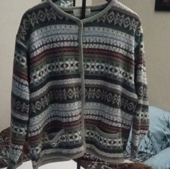 Tally Ho Multicolor Patterned Cardigan - Picture 1 of 5